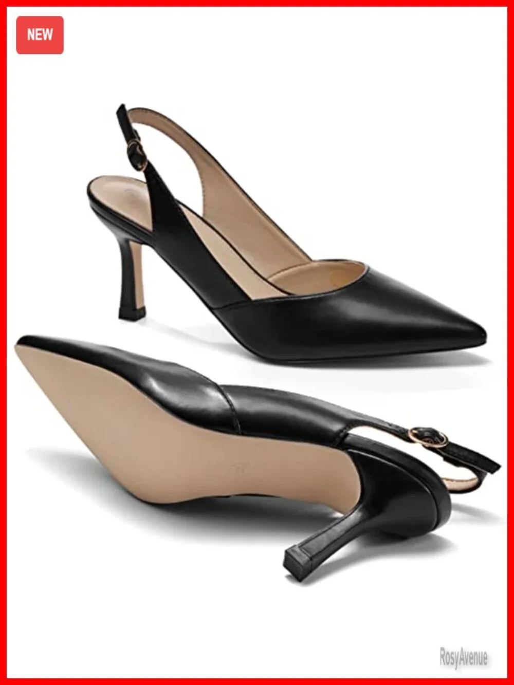 Faux Leather Kitten Heel Slingback Pumps Wedding Dress Shoes